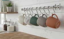 Modern Chrome Pipe Utensil Holder l Rail & Chrome Hooks - Stylish Kitchen