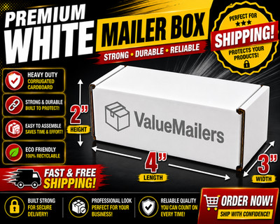4x3x2 White Corrugated Shipping Mailers Packing Box Boxes Folding 50 100 To 1000