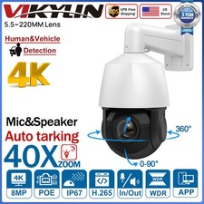 VIKYLIN 8MP 4K 40X Zoom Auto-tracking IR PTZ Security IP Camera Mic Speaker