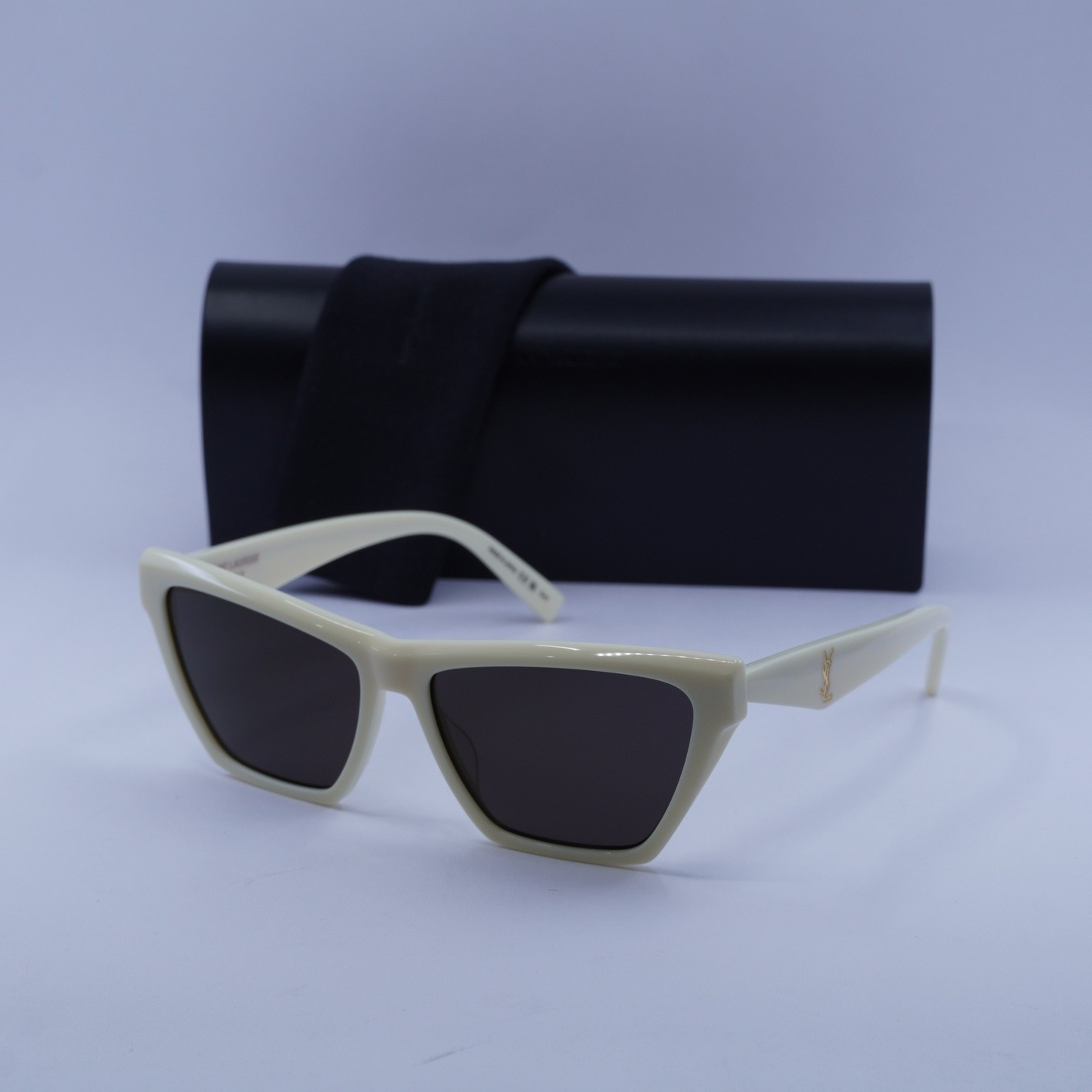 Occhiali da sole Saint Laurent SL M103 007 lucidi avorio nero 58 15 145 nuovi