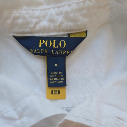 Polo Ralph Lauren Girls White Button-Up Shirt Peter Pan Collar Puff Sleeve Sze 6 - Picture 7 of 8