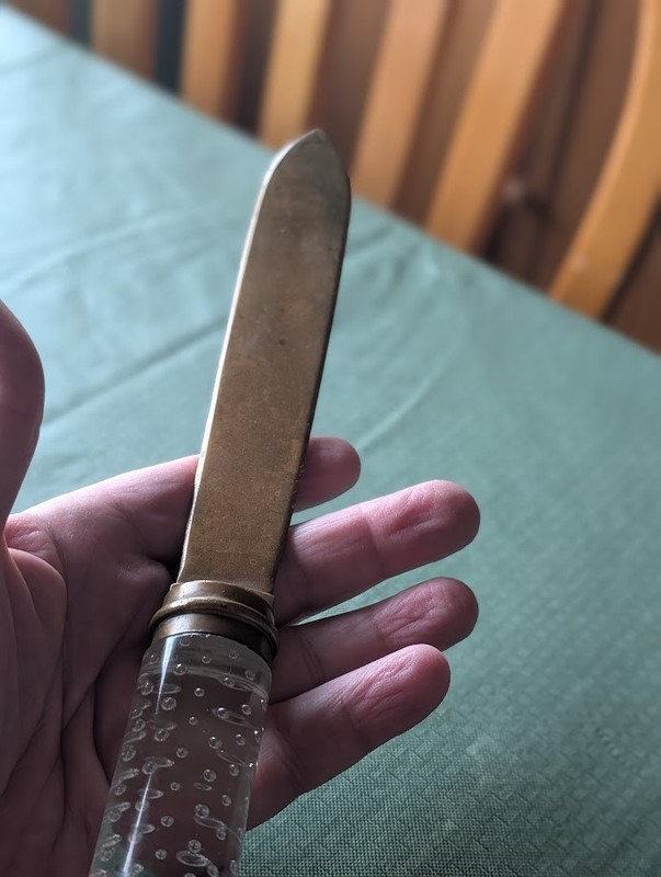 Mid-century Acrylic/Lucite handled brass Letter Opener