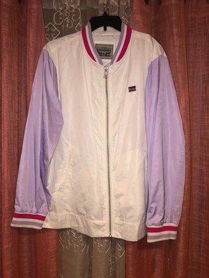 New Levis Men's Size 3X Windbreaker Jacket White-Lavender Full Zip