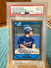 Freddie Freeman - 2007 - Bowman - Draft Picks & Pros - Gold - #BDPP 12 - PSA 10