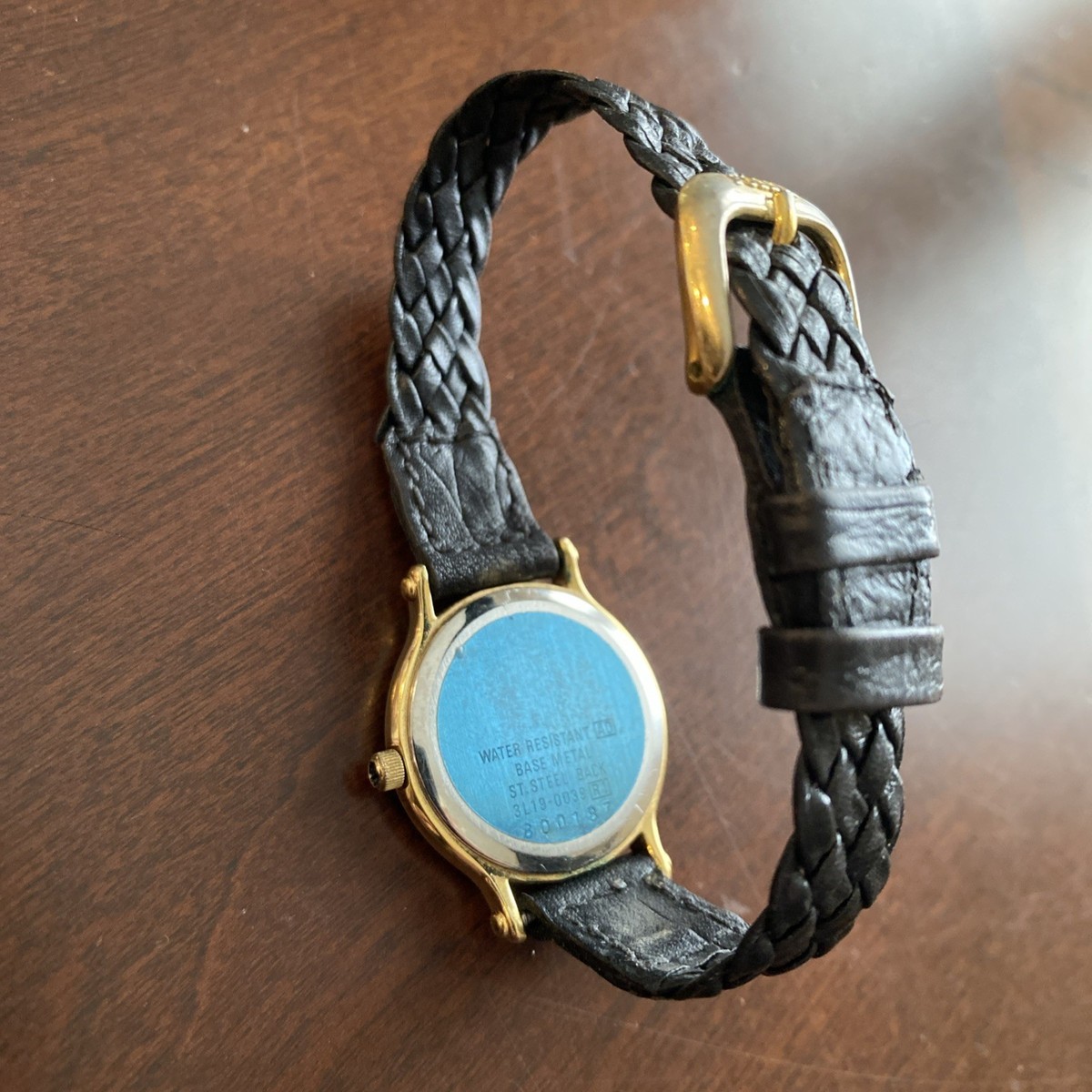 Vtg Seiko LASSALE Watch Date Black Braid Leather Quartz 