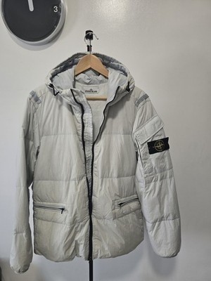  Authentic STONE ISLAND/ GARMENT DYED CRINKLE REPS R-NY DOWN Size S Pearl Grey 