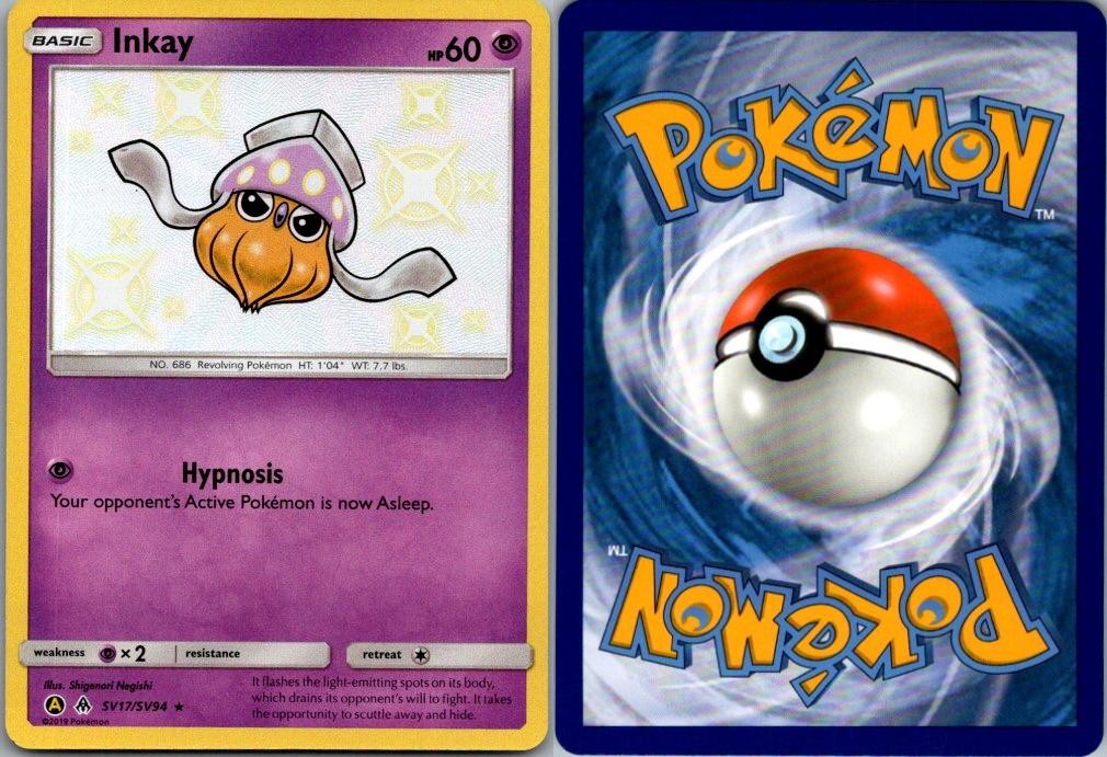 Inkay SV17/SV94 Shiny Rare Hidden Fates Shiny Vault Pokemon Holo Near Mint