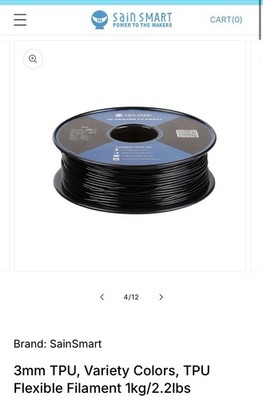 SainSmart TPU Flexible 3.00mm Black 3D Printer Filament 1kg Spool