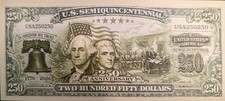 1776 - 2026 Semiquincentennial $250 DOLLAR BILL - NOVELTY. Looks & feels real