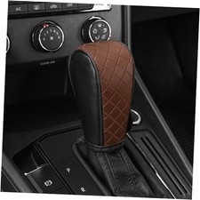 Leather Car Gear Shift Knob Cover, Upgraded Anti-Slip Design Stick Black/Brown
