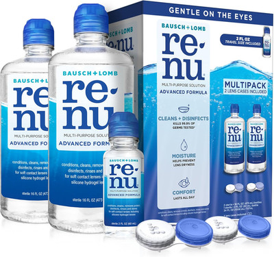 Contact Lens Solution, Advanced Formula, Multi-Purpose Solution with Lens Case,