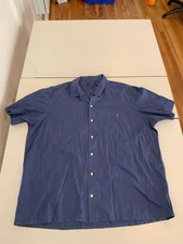Polo Ralph Lauren Shirt 2XL Blue Camp Collar Classic Heritage Preppy Casual Golf