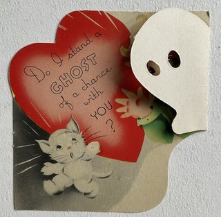 Vtg Die Cut Valentine Boy Says Do I Stand A Ghost Of Chance With You #b9