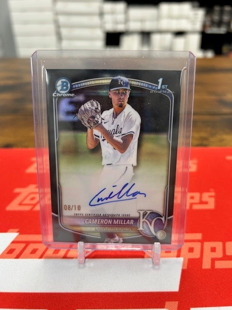 2025 Bowman Draft Chrome Cameron Millar 1st Black Refractor Auto /10 Royals KH2