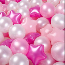 STARBOLO Star Ball Pit Balls - 100pcs - ALL stars - Pearl Pink, White, Purple