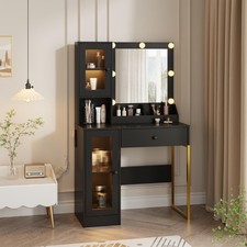 Makeup Vanity Desk with Mirror and Lights, Vanity Table with Charging Station...