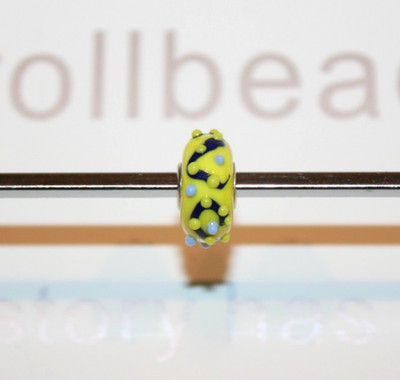 New TROLLBEADS OOAK One of a Kind Unique LAA 925S Bead Yellow Black Blue Raised