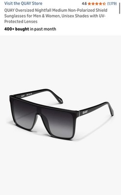 QUAY Nightfall Oversized Shield Sunglasses Black/Gray Gradient UV QU-000633