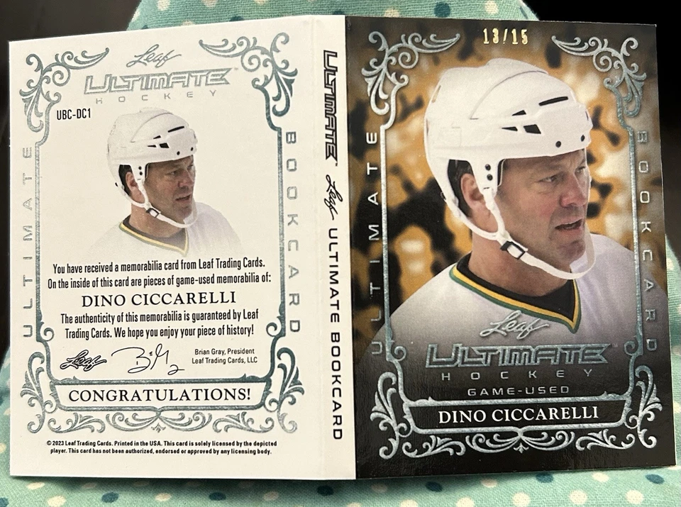 DINO CICCARELLI 2023 Leaf Ultimate Game-Used Hockey Bookcard 13/15 Auto Relics - Image 3 of 4