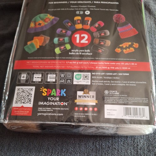 Red Heart Super Saver Super Yarn Craft Kit-12 Multi-Color Acrylic Yarn Balls New - Picture 5 of 6