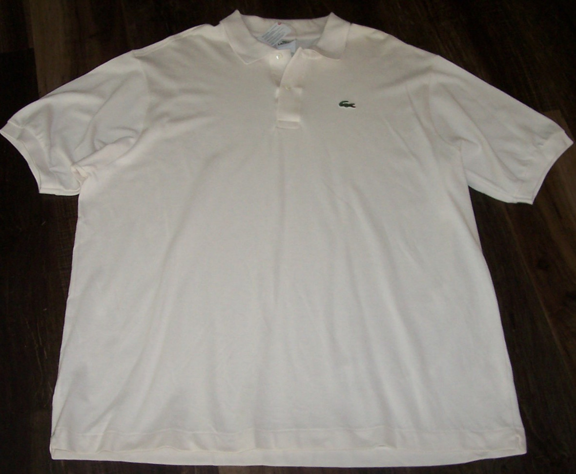 NWT Lacoste SOLID IVORY NACRE Caiman Cotton Mesh Polo Shirt Men's 3XL CROC LOGO thumbnail 2