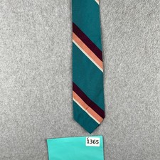 Vintage Polo Ralph Lauren Neck tie Teal Diagonal Striped Silk Made IN USA