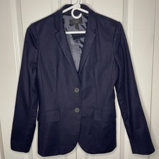 J. Crew 1035 Navy Blazer Size 2 100 Cotton Unworn Blue Sateen N Button New