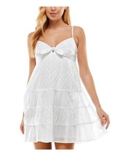 CITY STUDIO Womens Short Dress White Tie Front Skirt Lined Juniors 0