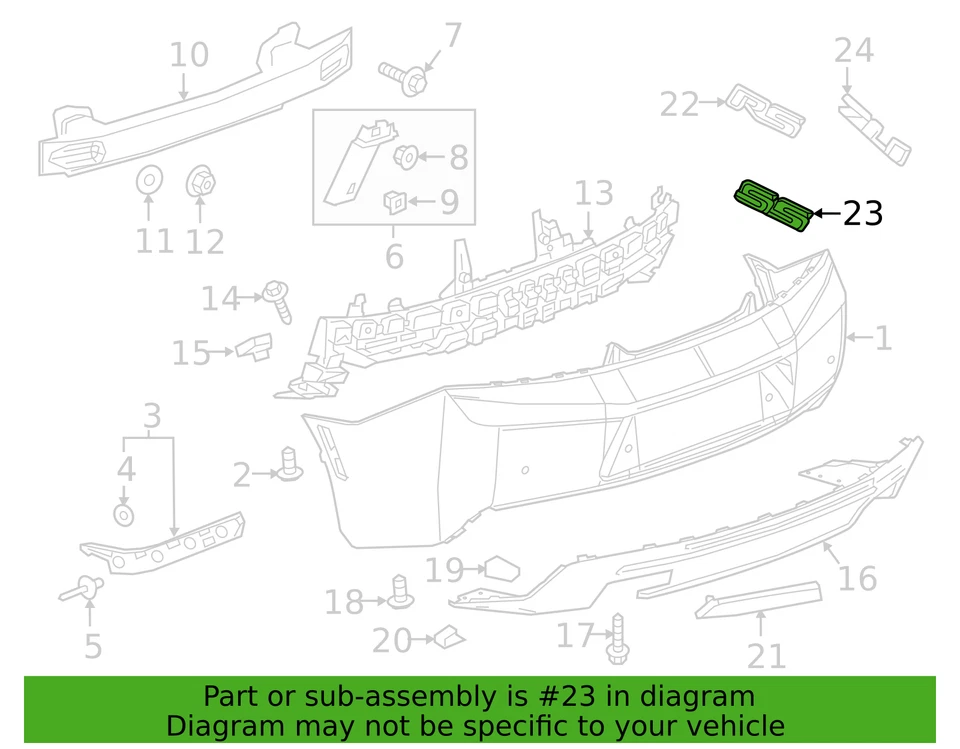 Chevy Camaro SS 2017-2024 gris metálico cubierta emblema insignia OEM GM 84005847 Foto 3 de 3