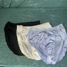 Vtg Lot 3 Hanes Satin Brief Panties Sz 6 Medium Second Skin Purple Black White