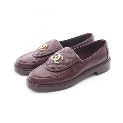 Mocassins CHANEL Matelasse plats G45474 cuir Bordeaux #37,5C occasion femme - Photo 1/4