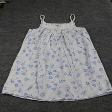 Eileen West Womens Large Nightgown Floral White Blue Lace Cotton Sleepwear