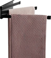 Swing Towel Holder Rack Matte Black, Wall Mounted Bar Swivel with Black