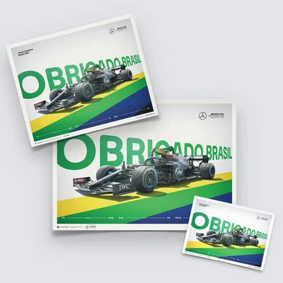 Mercedes AMG Petronas F1 Team Lewis Hamilton Obrigado Brasil 2021 Print Poster