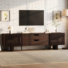 180cm Antik TV Schrank Ständer Lowboard Fernsehschrank mit 2 Schubladen Nussbaum