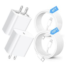 Compatible with iPhone Charger 6/10Ft Fast Charging 2Pack 20W 2 Pack, White