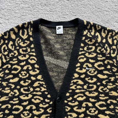 Nike Sportswear Circa Cardigan Leopard Knit Sweater Mens 2XL