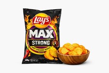 3 x Lays Crisps Max Strong Hot Chicken Wings 120g (Pack of 3)