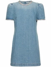 ZIMMERMANN Crush Embellished Denim Mini Dress Size 2/UK12/US8