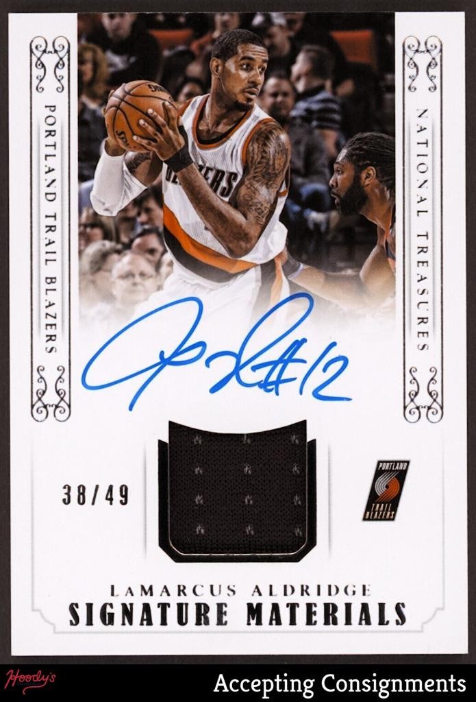 2014-15 National Treasures LaMarcus Aldridge GAME-USED JERSEY AUTO 38/49 Blazers