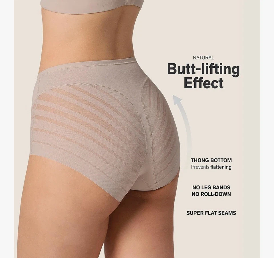 NUEVO Panty Leonisa Mujer Encaje Rayas Indetectable Clásico Modelador Beige Talla M Foto 3 de 4