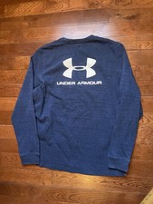 Under Armour UA Logo Graphic Crewneck Sweatshirt Men Large Deep Heather Sea Blue