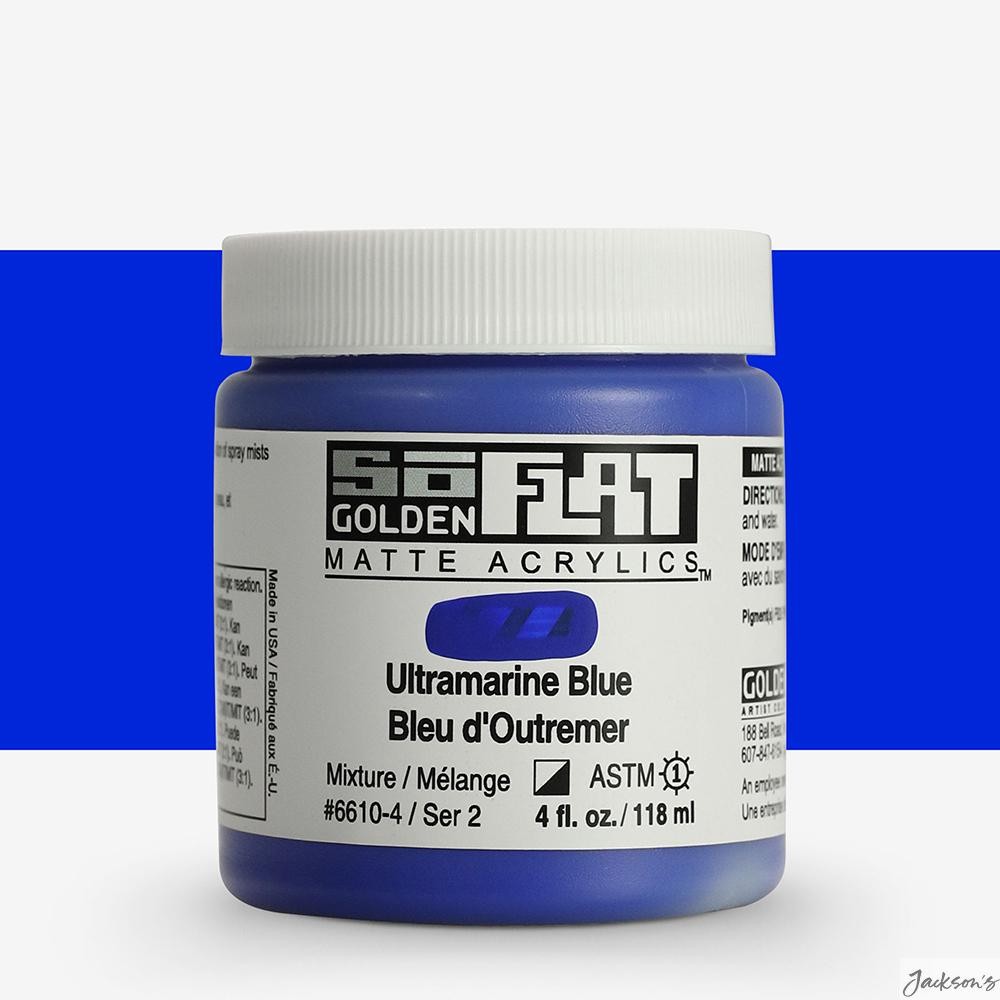 Golden SoFlat Matte Acrylic Paint 118ml Ultramarine Blue For Fine Art Illustr...