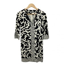 Auth DIANE VON FURSTENBERG(DVF) - Black Cream Women's Dress