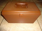 Vintage Wilson Wil-Hold Brown  Plastic Sewing Box 14"x9" with White Plastic Tray — photo 1