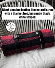 Black Genuine Leather Blanket Roll / Bed Roll...