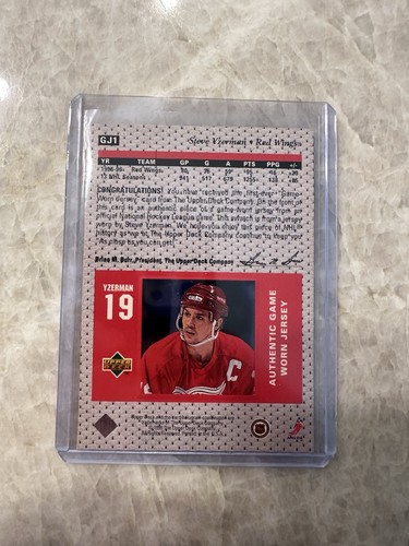 1996 Upper Deck Game Used Jersey Steve Yzerman Game Worn First Jersey NHL #GJ1 - Picture 4 of 4