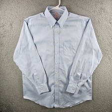 Brooks Brothers Madison Non-Iron Shirt Mens 16.5 35 Blue Button Down Long Sleeve