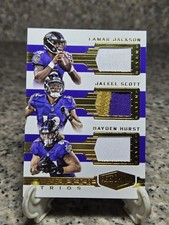 🐦‍⬛2018 Plates & Patches Lamar Jackson /Hurst/Scott Triple Patch /50 Ravens