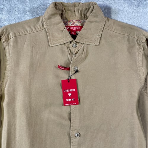 Cremieux Shirt Mens Medium Beige Slim Fit Long Sleeve Casual Minimalist Soft - Picture 4 of 10